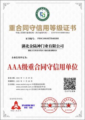 重合同守信用等級證書